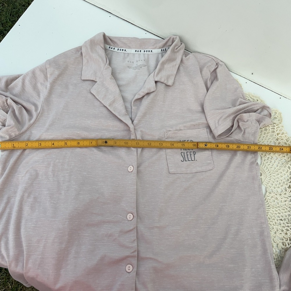 Rae Dunn Pajama Set Sz XL HEATHER PINK Short Sleeve Top Shorts Sleep Lounge - Picture 7 of 9